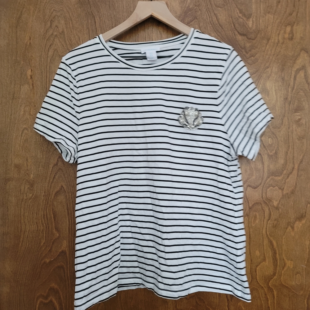 Cynthia Rowley Black and White Striped Tee
